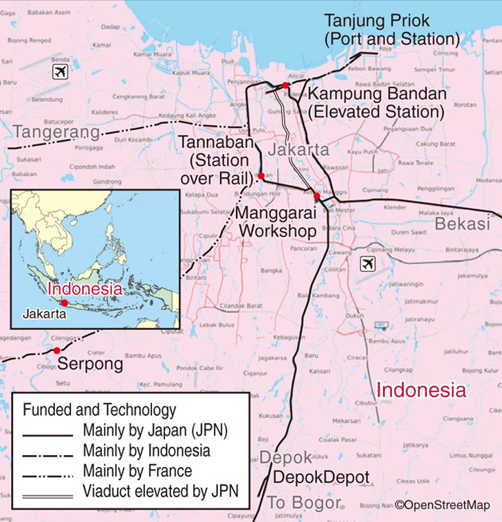  Improved Railway Lines currently in use 
in Jabotabek Project (Double Tracking, Electrification, and Automatic Signaling) 