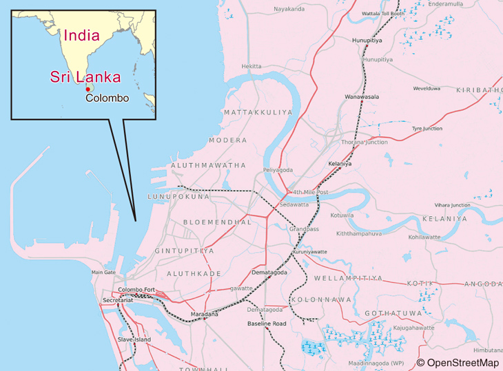 Location of the Port of Colombo