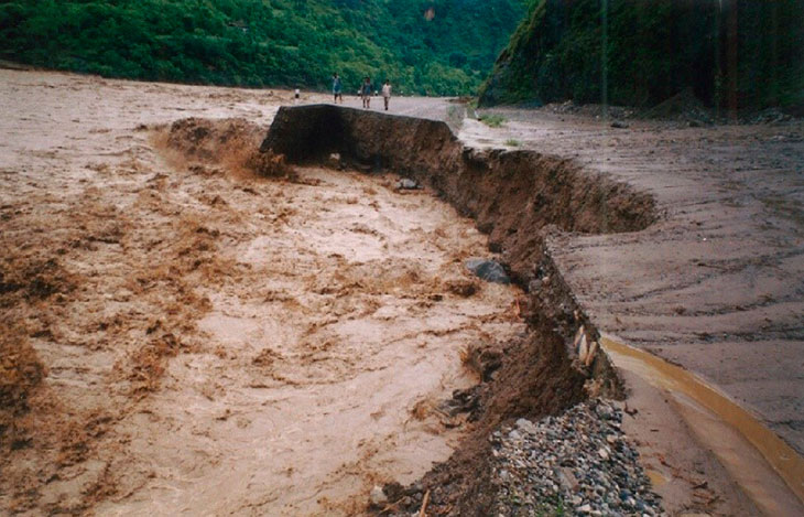 Washout of the Road along the Roshi River