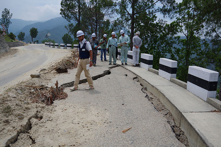 Survey Team Checking the Damage Caused by the Earthquake (May 2015)